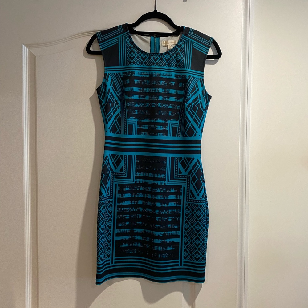 Jealous Tomato Blue and Black Sheath Mini Dress